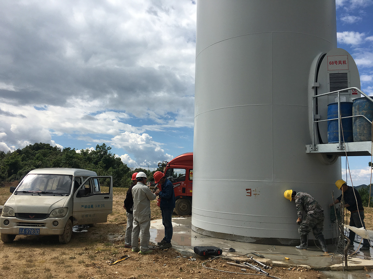 尋甸小白龍風電場風機基礎灌漿